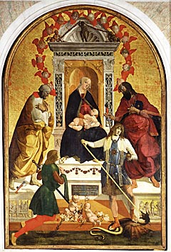 Bartolomeo della Gatta, Madonna col Bambino e santi - Castiglion Fno, Pieve di San Giuliano