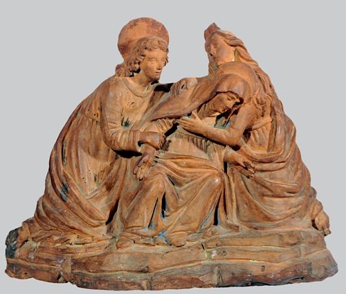 Agnolo di Polo (attr.), Pietà con la Vergine sorretta da Maria Maddalena e san Giovanni